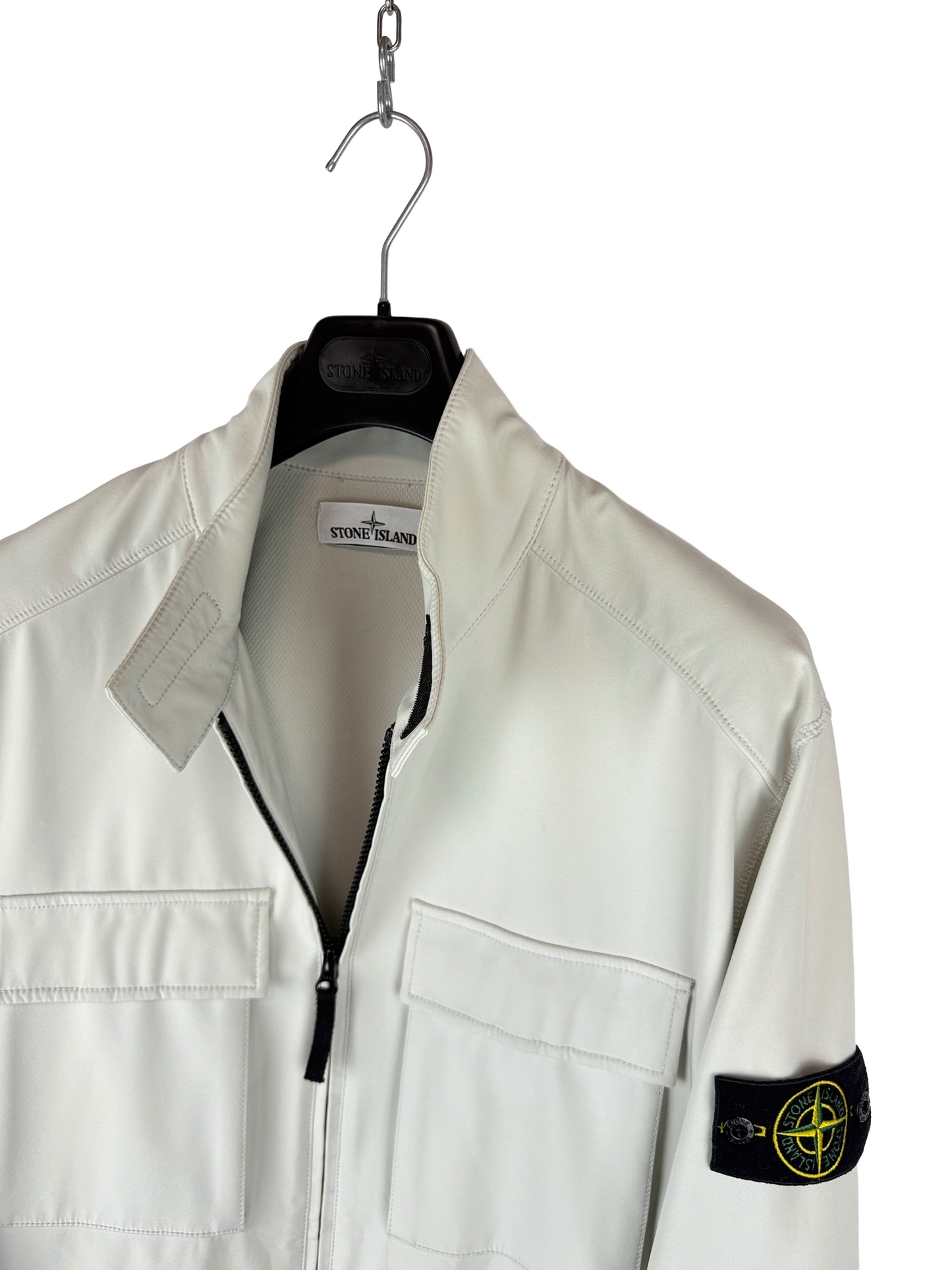 Giacca Light Soft Shell-R bianca con zip Stone Island - Taglia XXL