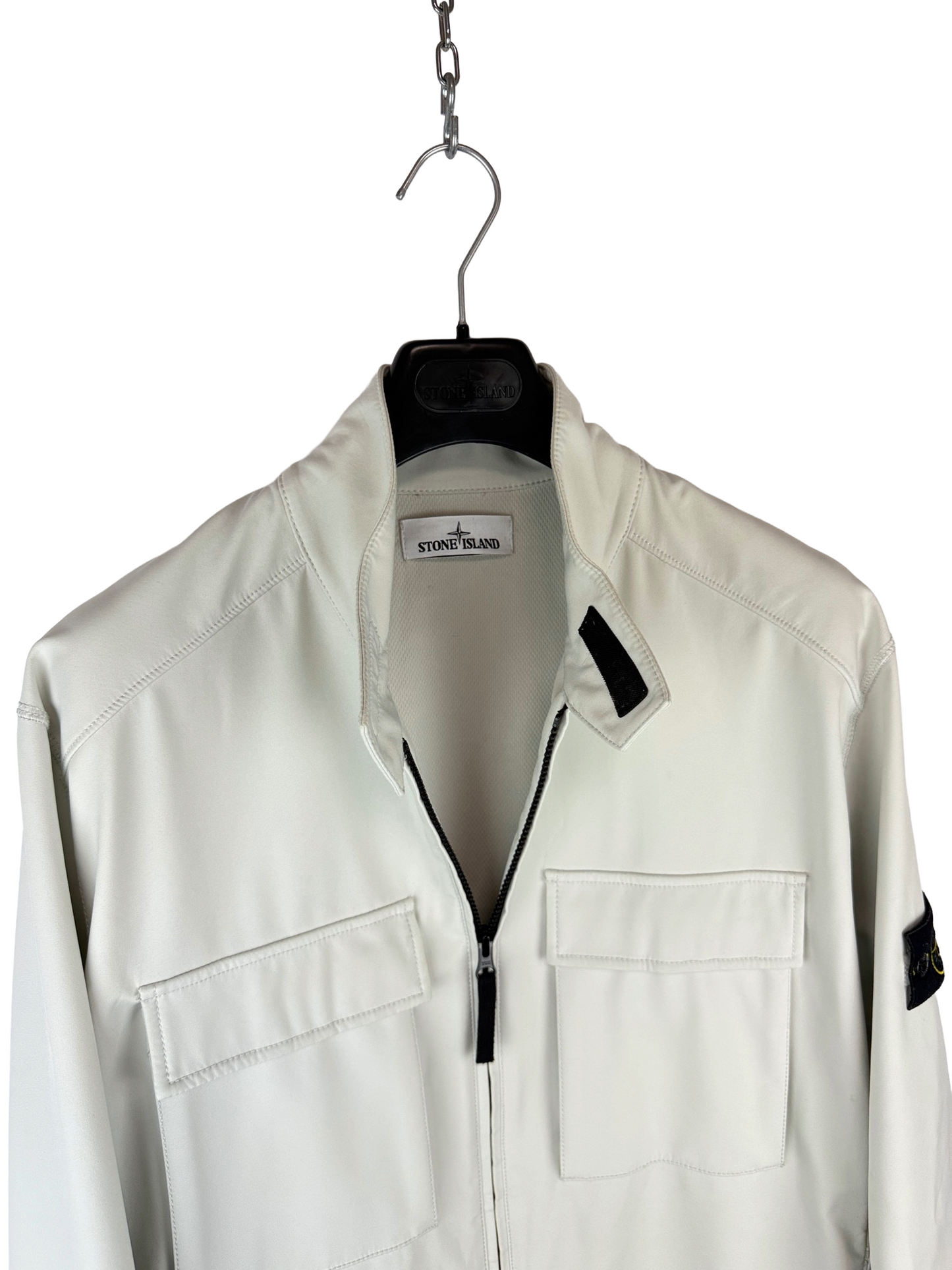 Giacca Light Soft Shell-R bianca con zip Stone Island - Taglia XXL