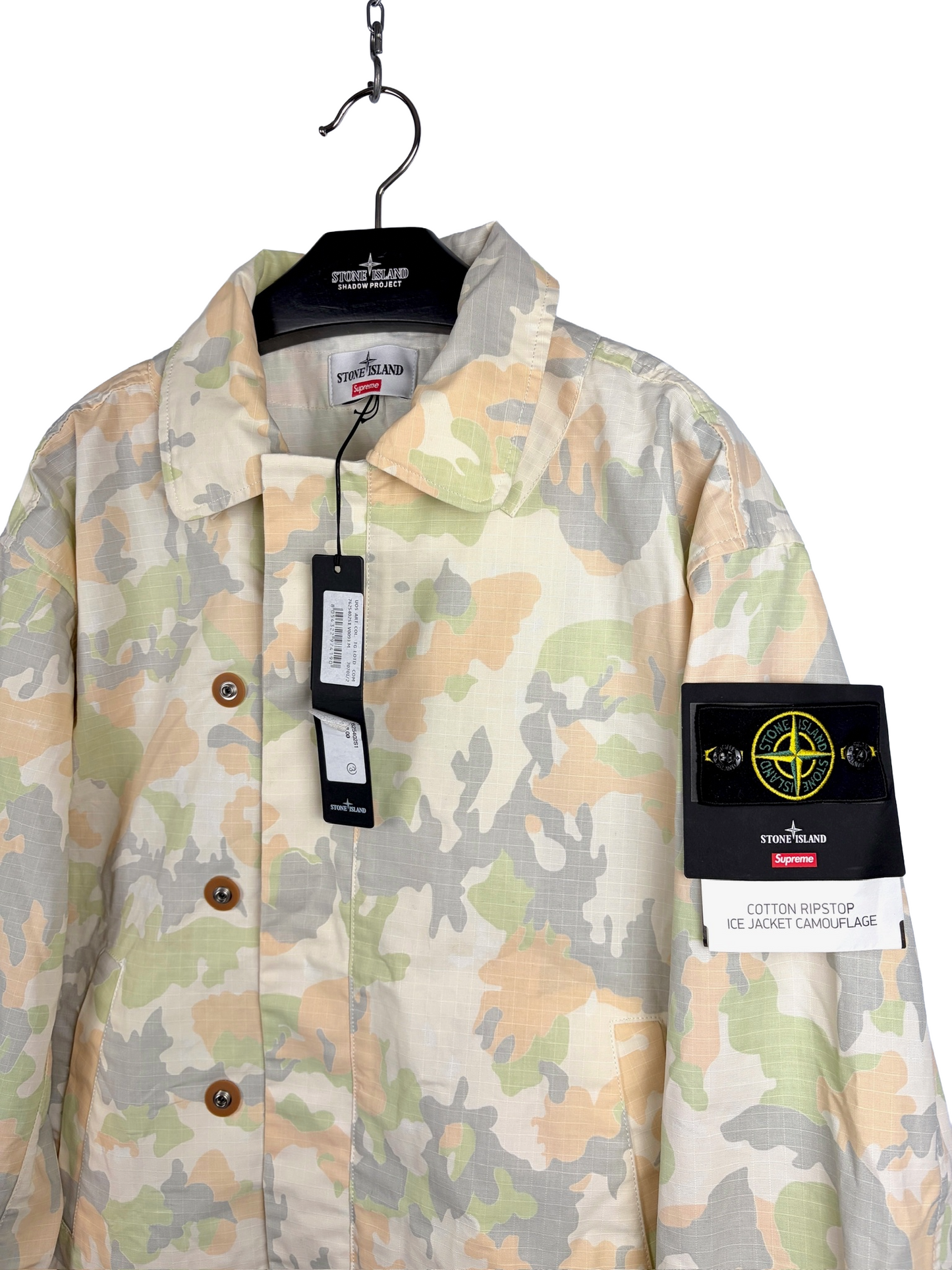 Supreme X Stone Island Camo Cotton Ripstop Reactive Ice Jacket (nuova con cartellino) - Taglia M