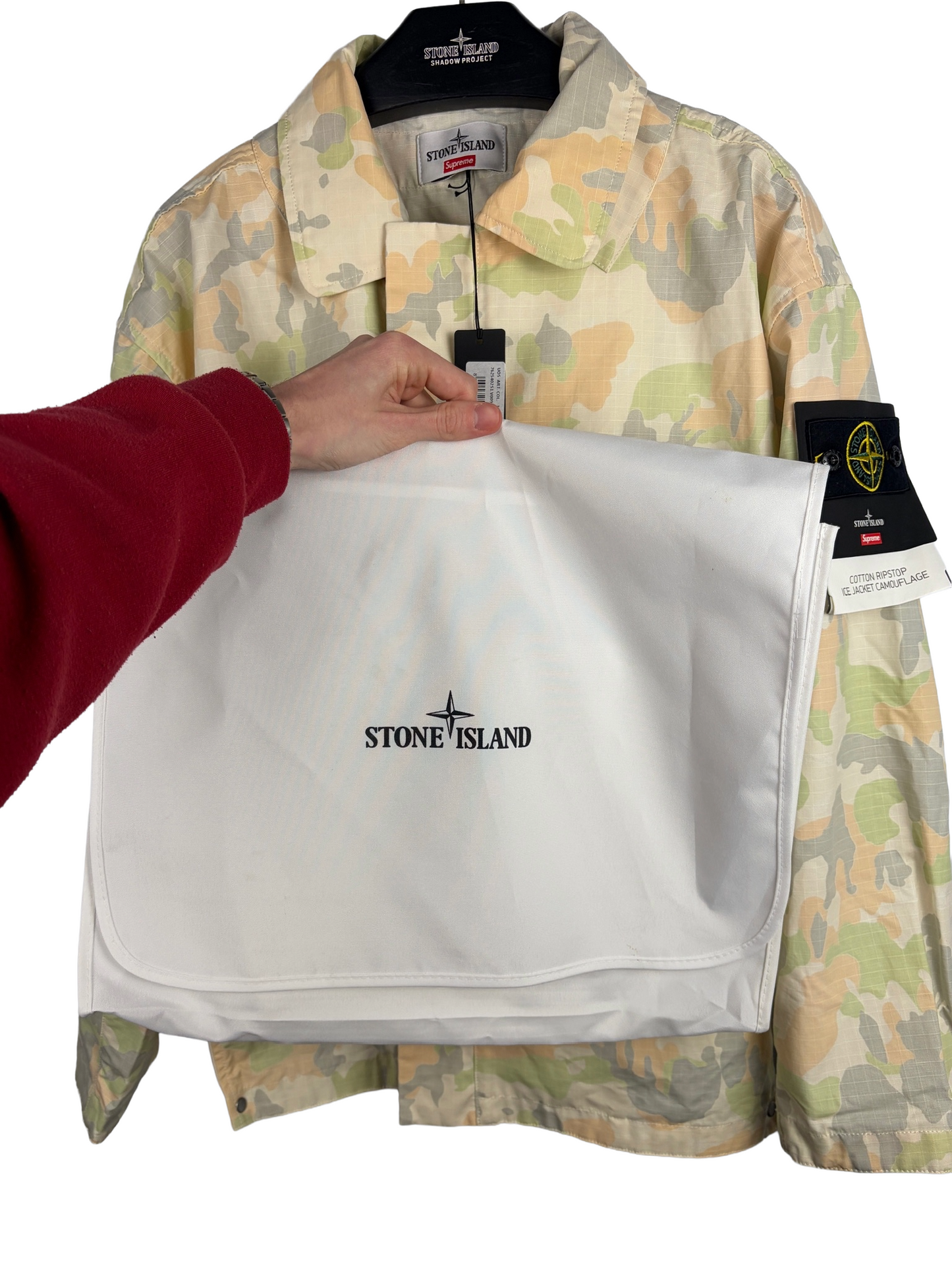 Supreme X Stone Island Camo Cotton Ripstop Reactive Ice Jacket (nuova con cartellino) - Taglia M