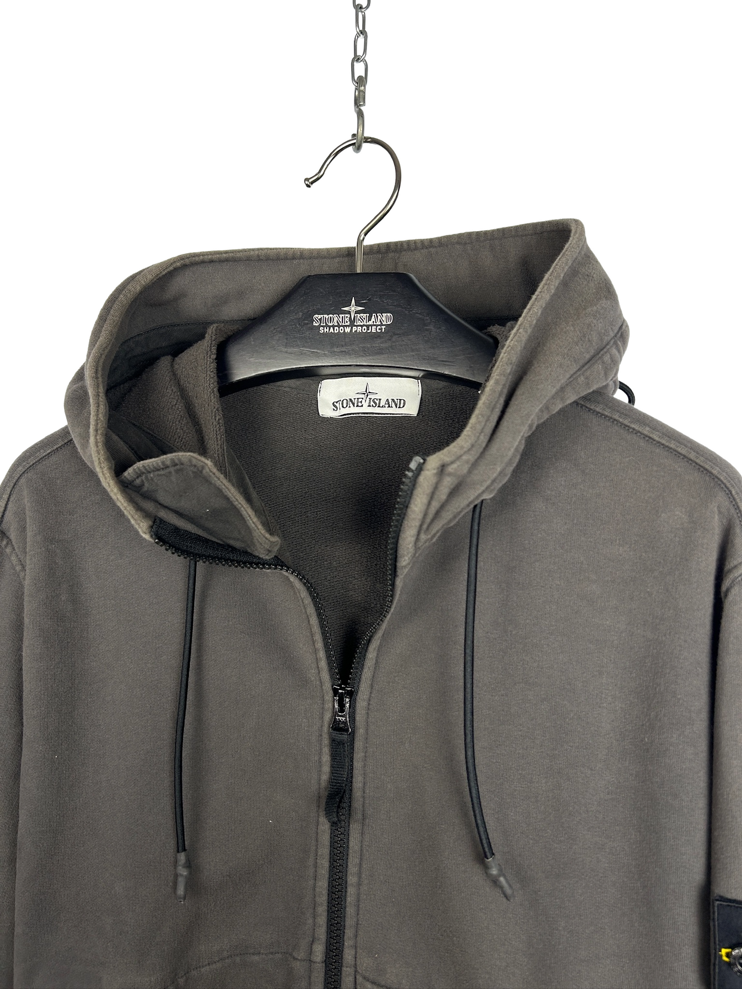 Felpa marrone con zip e cappuccio Stone Island - Taglia L