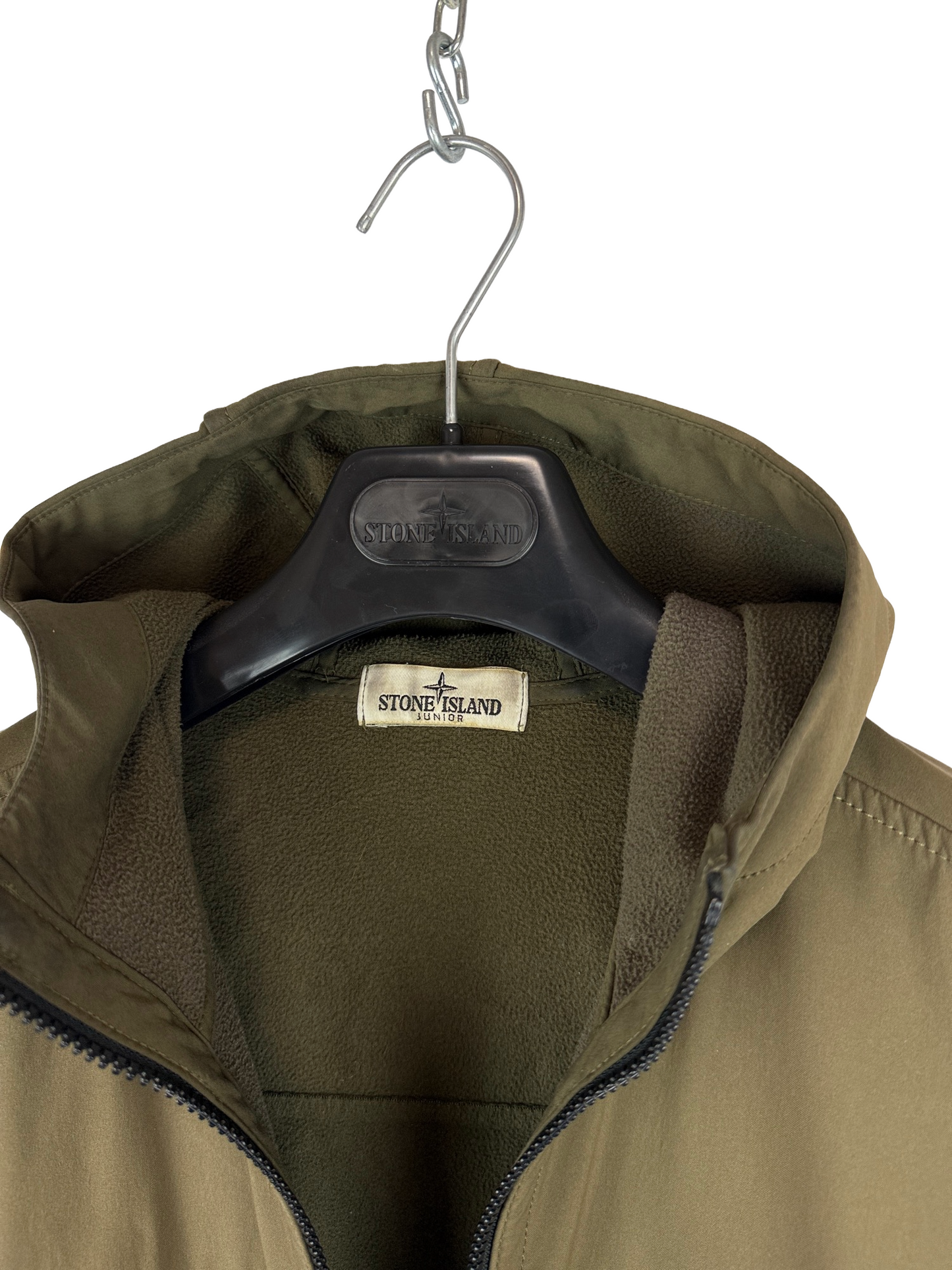 Giacca Soft Shell-R verde con zip e cappuccio Stone Island - Taglia Junior (14 anni, 170cm)
