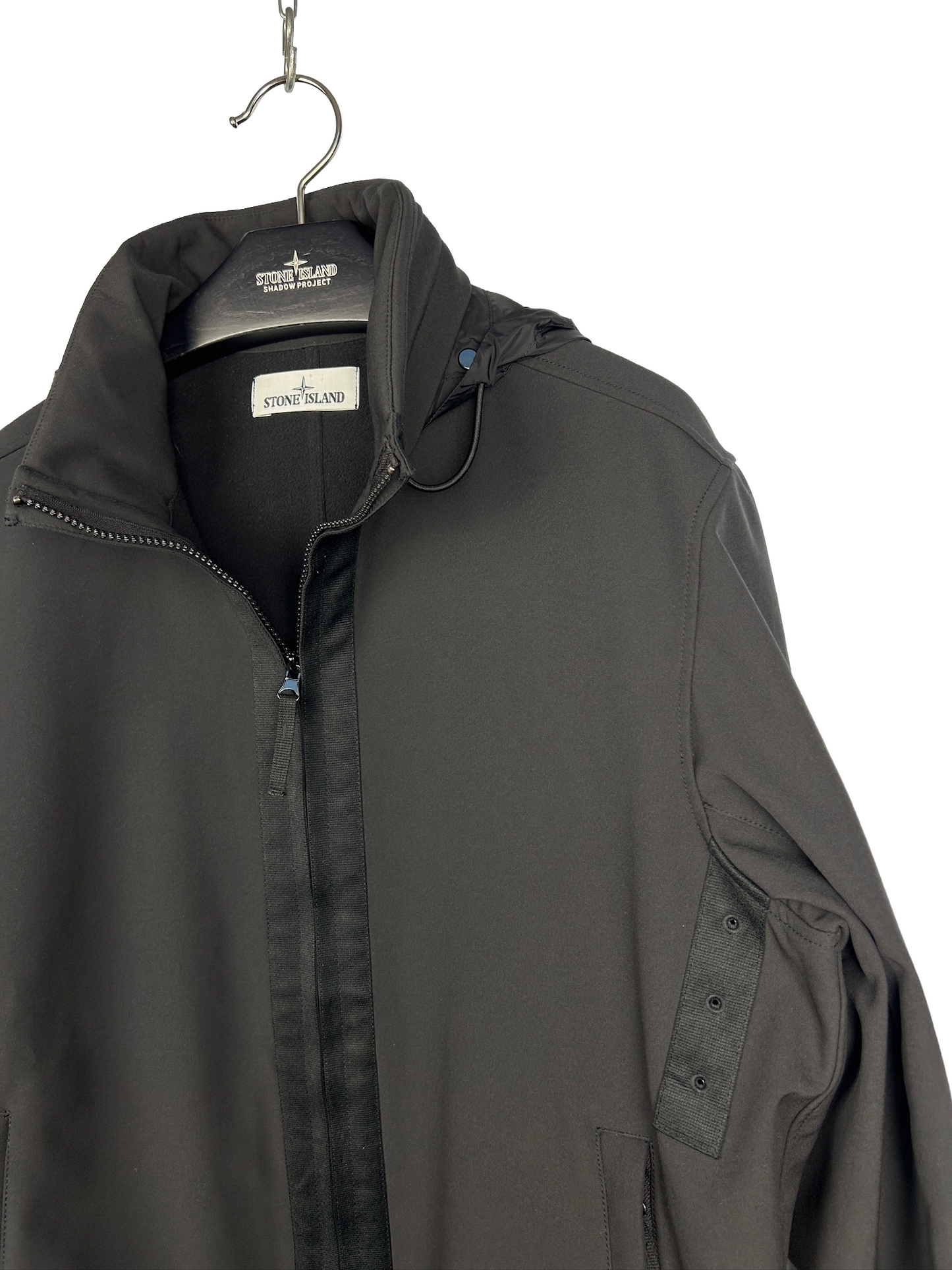 Giacca Prototipo Soft Shell-R nero con zip e cappuccio Stone Island nuovo - Taglia L