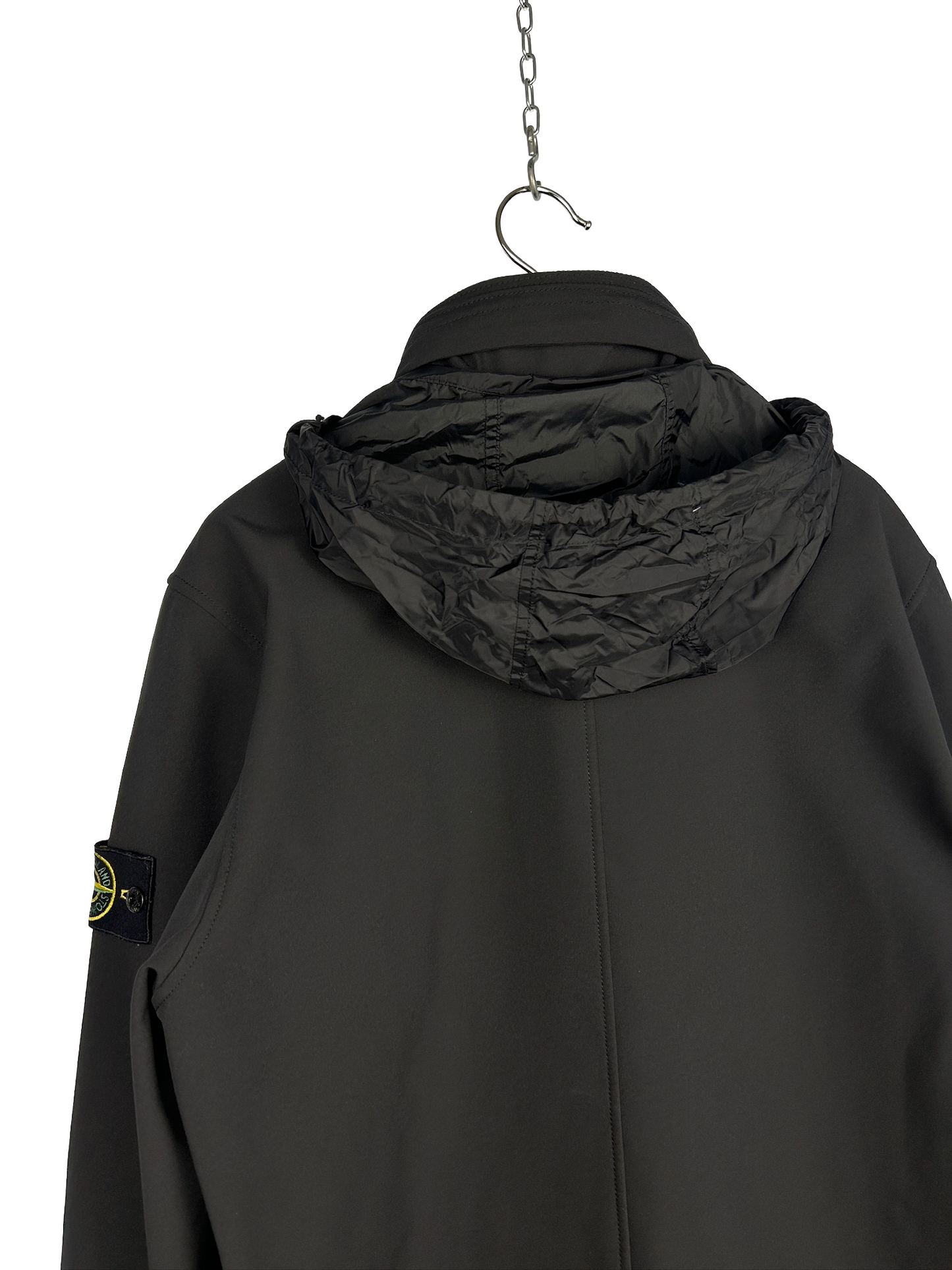 Giacca Prototipo Soft Shell-R nero con zip e cappuccio Stone Island nuovo - Taglia L
