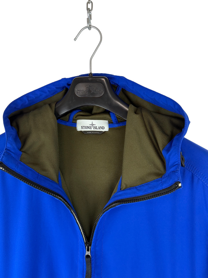 Giacca Light Soft Shell-R blu con zip e cappuccio Stone Island - Taglia XXL