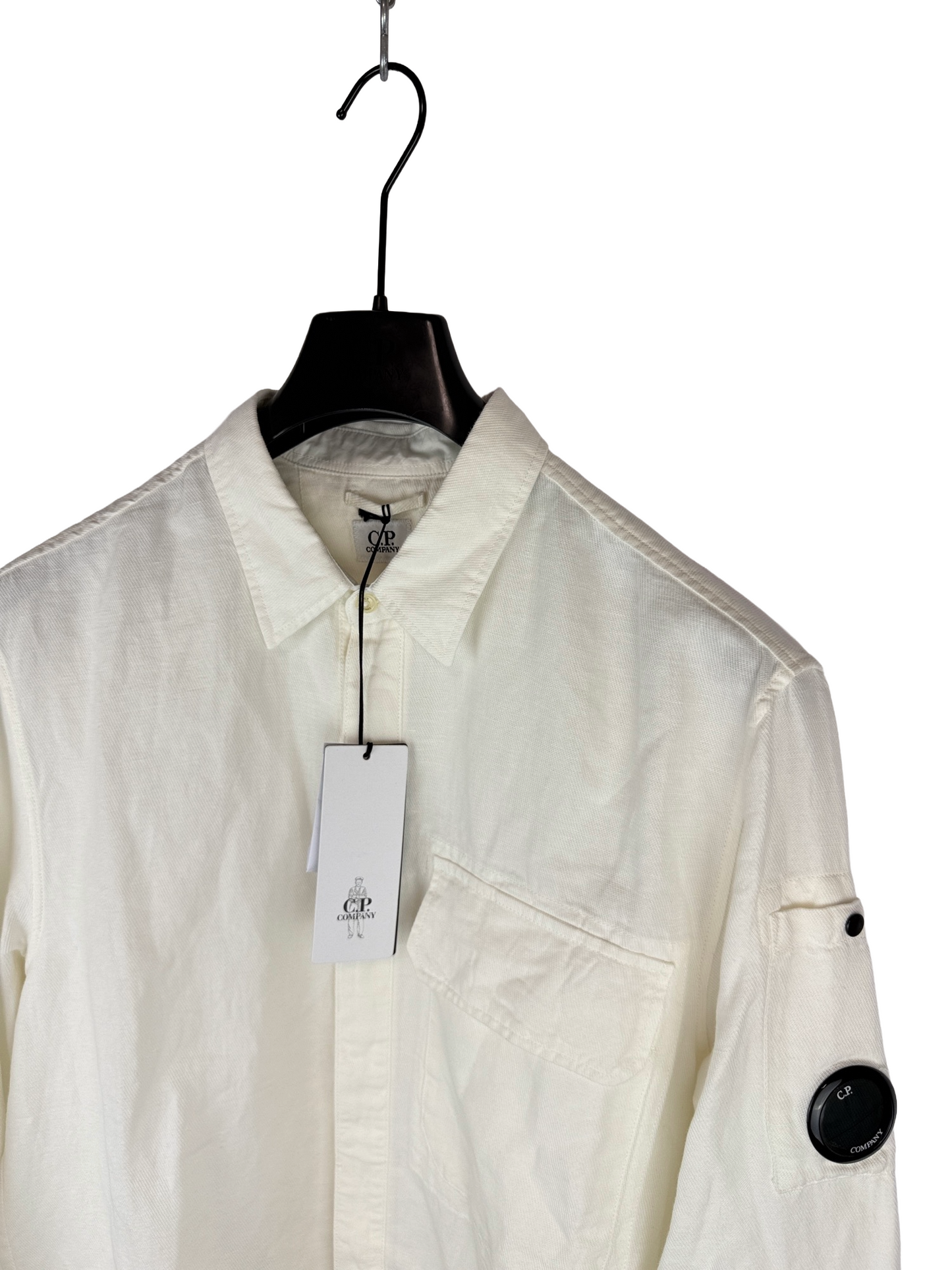 Overshirt bianca con chiusura a zip C.P. Company (nuova con cartellino) - Taglia L