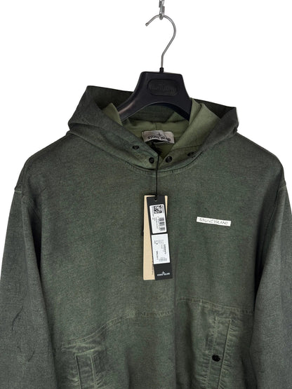 Felpa verde kaki con cappuccio 2025 Stone Island nuova con cartellino - Taglia M - foto 3
