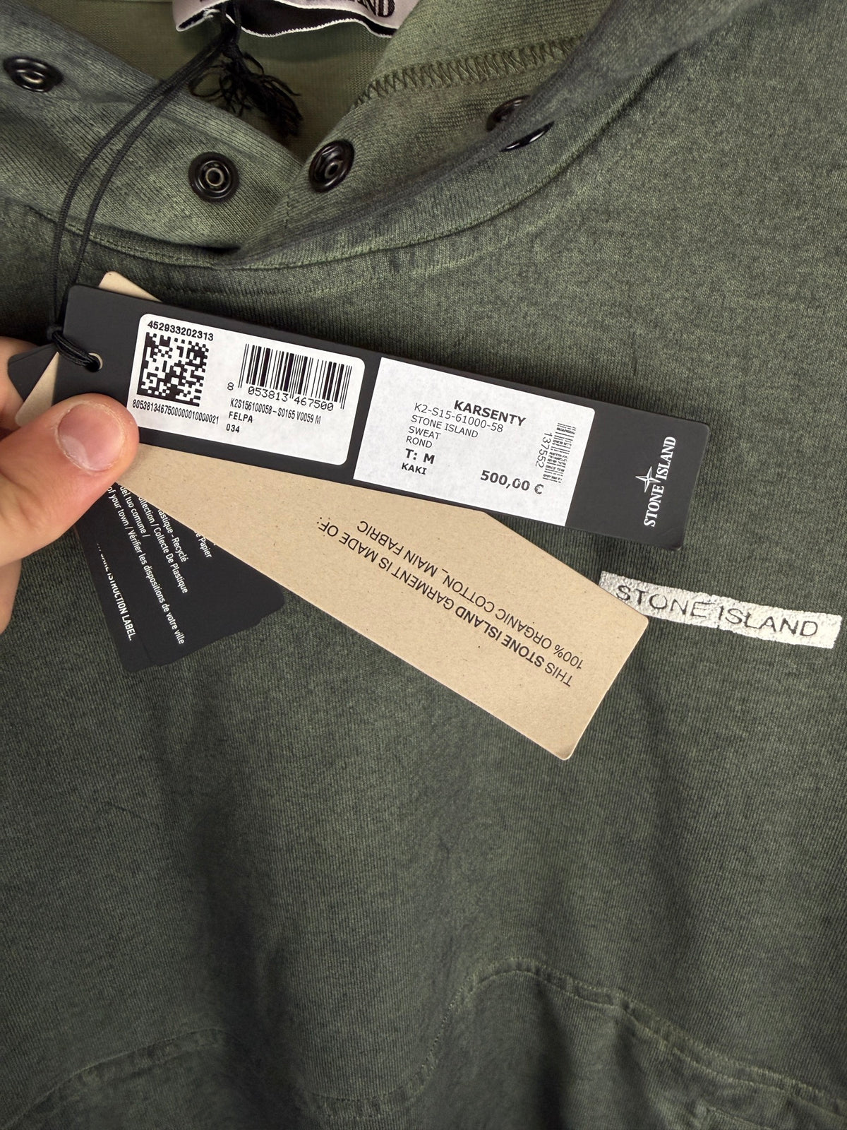 Felpa verde kaki con cappuccio 2025 Stone Island nuova con cartellino - Taglia M - foto 5