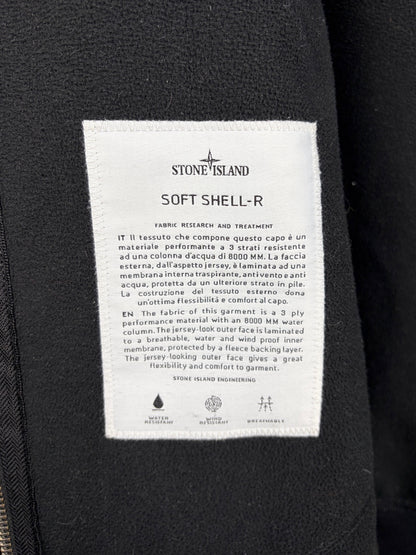 Giacca Soft Shell-R nero con zip e cappuccio Stone Island - Taglia XL