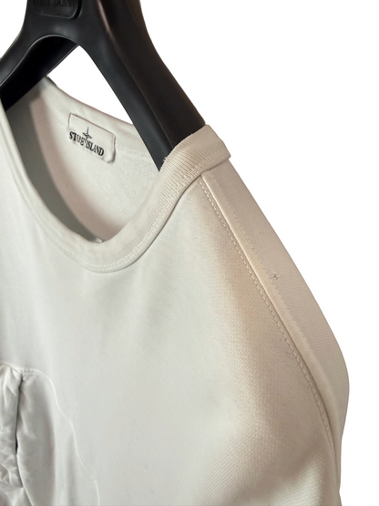 Felpa bianca con tasca frontale Stone Island - Taglia L