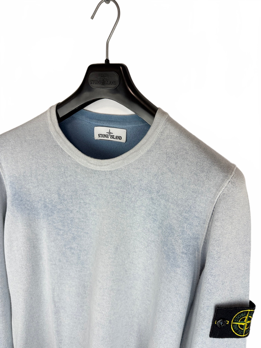 Maglione reversibile azzurro Hand Sprayed Reverse Colour Stone Island - Taglia L - foto 2